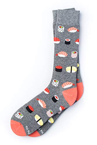 "Sushi Addict" Fish Seafood Hipster Novelty Crew Carded Cotton Men's Food Socks (1 Pair)