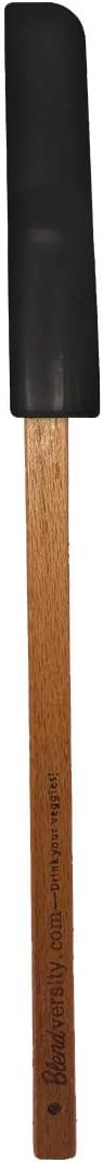 Skinny Spatula Accessory - 100% Food-Grade & BPA-Free with Silicone Flex, Real 100% Oakwood - Great for Blender Containers and Hard to Reach Areas - Baking - Jars - Under Blender Blade Parts (Black)