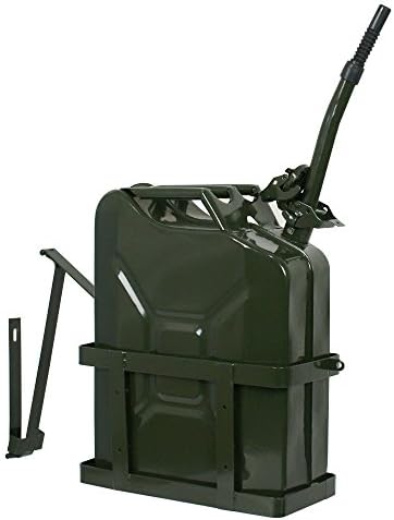 HMhome Jerry Can with Holder 20L Liter 5 Gallons - Steel Tank Fuel Gasoline Green