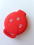 TCKEY Red Silicone FOb Skin Key Cover Keyless Entry Fob Remote Smart Key Car Fob Case Key Jacket Sleeve Key Protector for 2008-2012 MERCEDES BENZ SMART Fortwo