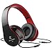AILIHEN Wired Headphones with Microphone, Stereo Foldable Lightweight On Ear Headset for iOS Android Smartphone Cellphones Laptop Tablet Chromebook (Black Red)