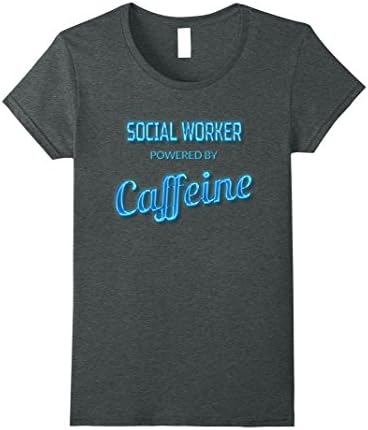 Women's SOCIAL WORKER POWERED BY CAFFEINE Neon Lights Type T-shirt XL Dark Heather