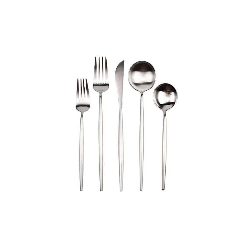 YALONG 20Piece Silverware Flatware Set, Stainless Steel Dining Cutlery