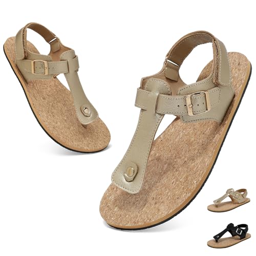 chetoria Barefoot Women's Summer Sandals Golden Flat Flip-flop | Barefoot Wide Toe Flip Flops, Zero Drop Sole, Breathable Sandals for Women, Lightweight and Comfortable Casual Shoes