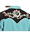 Scully Men's Rose and Horseshoe Embroidered Retro Western Shirt Turquoise Large