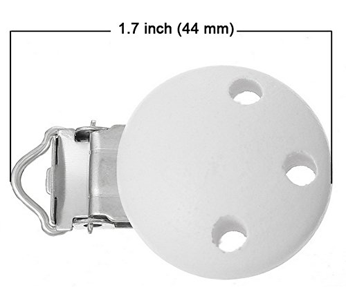 Ocharzy Pacifier Clip Wooden Clip Teething Beads Suspender Clips (15 Pack White) - Thumbnail 3