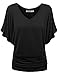 LL WT1038 Women's Versatile Casual Short Sleeve Dolman Top – Loose Fit V-Neck T-Shirt M Black
