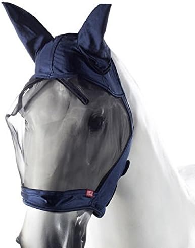 Horze Supreme Cayman Fly Mask with soft fleece lining, full coverage, double velcro closures, and ears have elastic fit (X-Large)