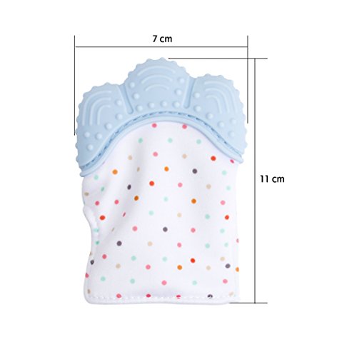 Silicone Baby Teether Mitten - Picowe Teething Gloves Toys Made by Food Grade Material, Ideal Baby Shower Gift with Handy Travel Bag (2 Blue) - Thumbnail 5