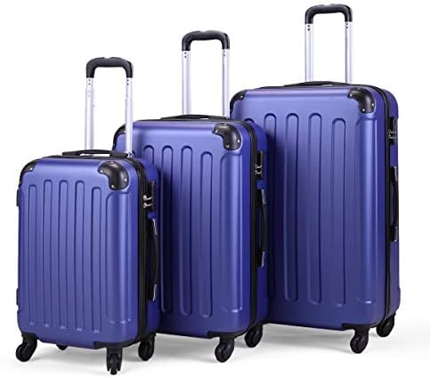 JAXPETY 3 Pcs Luggage Set Coded Lock Travel Set Bag ABS+PC Trolley Suitcase with Spinner Wheels, 20” 24” 28”, Deep Blue