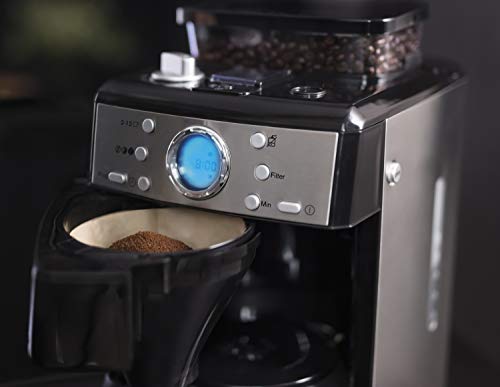 AEG-KAM-400-Kaffeemaschine-Integriertes-Mahlwerk-9-Mahlgradeinstellungen-programmierbarer-Timer-Kaffeepulver-oder-Kaffeebohnen-Aroma-Funktion-125-l-Sicherheitsabschaltung-Edelstahlschwarz