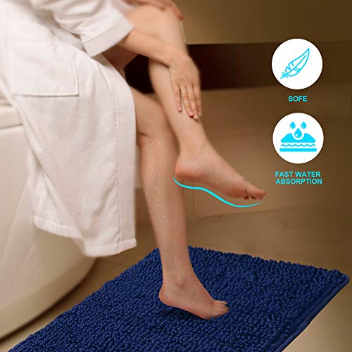 Secura Housewares Soft Microfiber Bathroom Rugs, 47 x 28 Inches Non Slip Bath Mat for Door, Bathroom & Bedroom with Water Absorbent, Machine Washable (Blue) - Thumbnail 3