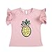 BOBORA 3PCS Toddler Kids Baby Girls Flower Print Tassel Short Sleeve Tee +Shorts Pants + Matching Headband Outfit Set Pink