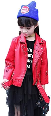 The Twins Dream Girls Faux Leather Jacket Motorcycle Jacket for Kids Baby Leather Coat for Boys 3-12ys