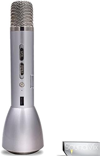 Soundmix Wireless Microphones Karaoke for Music Playing and Singing Anytime, 3-in-1 Bluetooth Karaoke machine KTV for Apple iPhone Android Smartphone Or Pc (Silver)