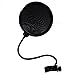 HDE 6 Inch Pop Filter Shield Studio Microphone Wind Screen with Stand Clip for Blue Yeti Microphones and USB Condenser Mics (Black)