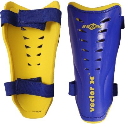 Vector X BRAZIL 100-Percent-Cotton-Rib-Knit Shin Pads, Men's Large (Blue/Yellow)