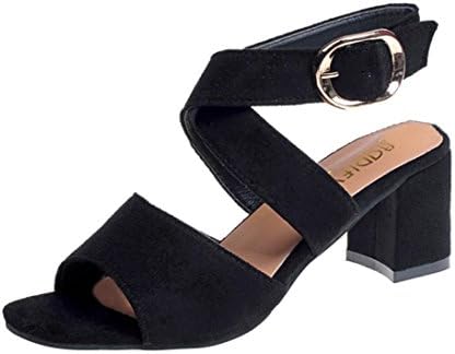 WOCACHI Women Shoes Fish Mouth High Heels Wedge Thick with Sandals Buckle Slope Sandals