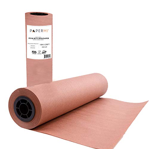 Pink Kraft Butcher Paper Roll Peach, Great Wrapping Paper for Beef