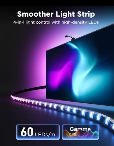 Govee TV LED Backlight 3 with 4MP Dual Camera, 11.8ft RGBWIC LED Strip Lights Sync with TVs 55-65 inch, 60 LEDs/m, Smart AI Color Filter for Movie, Game, App and Voice Control, Matter Alexa Support