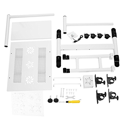 360° Rolling Portable Laptop Table Mobile Desk, Adjustable Height Work Cart Computer Desk Stand Over Sofa Bed Table w/ USB Fan & Pen Container(22.8-37.8'') - Thumbnail 7