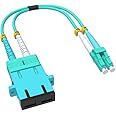 VANDESAIL Fiber Optic SC to LC Adapter Cable, Multimode Duplex 40GB OM4 OM3 lc Male to sc Female Hybrid Connector Converter Dongle for Networks 1 FT