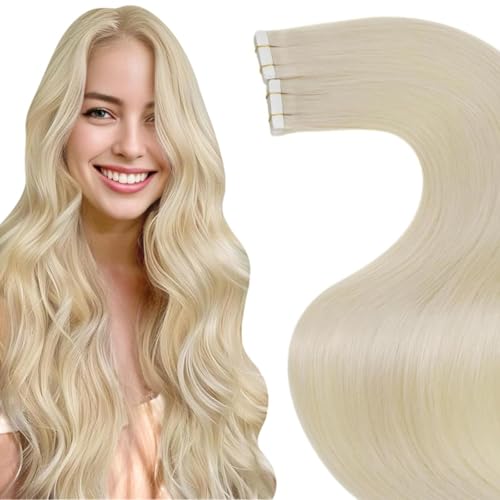 Laavoo Echthaar Tape Extensions Hellblond Extensions Echthaar Tape In Remy Menschliches Haar 50Cm Haarverlangerung Echthaar Tapes Skin Weft 50G 20Pcs #613