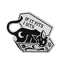 junshi11 Enamel Pin Novelty Punk Cats in Box IF IT FITS I Sits Letters Brooch Pin Lapel Collar Bags Scarf Badge DIY Accessories Silver