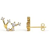 925 Sterling Silver Constellation Post Earrings for Women, 18K Gold Plated Zodiac Stud Earrings, Personalized Horoscope Celestial Jewelry Birthday Christmas Gifts for Women Wife Girlfriend