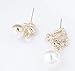 Fashion jewelry designer statement imitation pearl lucky number enamel floral dangle earrings for women (Turquoise)