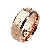 Blue Palm Jewelry - Rings Heartbeat Laser Etched Stainless Steel Rose Gold IP Band Ring R646