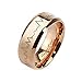 Heartbeat Laser Etched Stainless Steel Rose Gold IP Band Ring R646