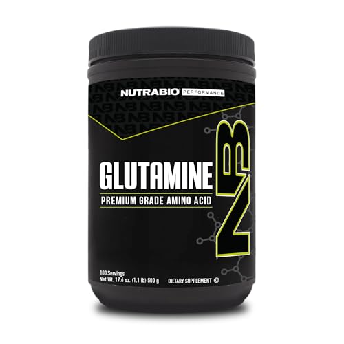 NutraBio Pure L-Glutamine Powder, 100 Servings L-Glutamine Supplement, Amino Acid, Pure Grade, Glutamina, Absolutely no Additives, Fillers or Excipients, Muscle Recovery Supplement - (500 Grams)