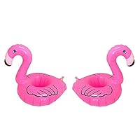 LPL33USA 2pcs (lot of 2) Mini Cute Fun Toys Flamingo Floating Inflatable Drink Can Holder Swimming Pool Party Kids Toys-Float Your Drinks in Style