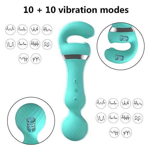 Portable Double Head Massager - Quiet Waterproof - 10 Modes on Both Sides - Stable Output - New Experience