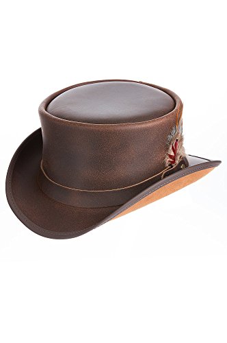 Steampunk Victorian Marlow Leather Top Hat