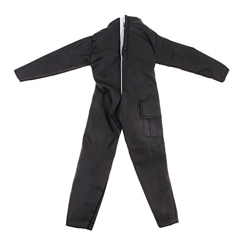 SunniMix 1/6 Scale Black Suit Clothes Jumpsuits Soldier Coveralls Male Clothing for 12'' Phicen Action Figure Toys Doll Accessories