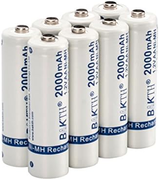 BAKTH 2000mAh 1.2V AA High Performance NiMH Cycle Pre-Charged Low Self-Discharge Rechargeable Batteries Toys Cordless Phones More Household Devices (8 Pack)