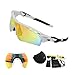 DUCO Polarized Sports Cycling Sunglasses for Men with 5 Interchangeable Lenses for Running Golf Fishing Hiking Baseball