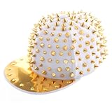 OFTEN Hedgehog Punk Studded Baseball Hip-hop Hat Spike Rivet Spiky Stud Cap,White/Gold,Free Size
