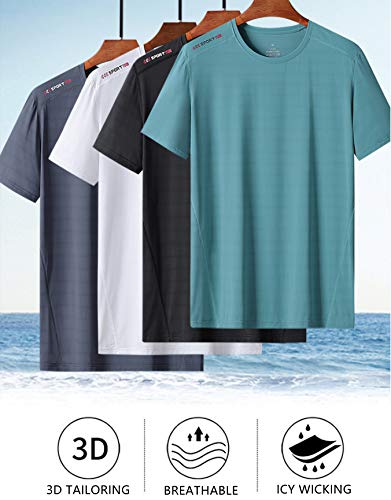 LALAGOU Compressieshirt voor heren, korte mouwen, ademend, van ijszijde, T-shirt met korte mouwen en ronde hals… - Image 8