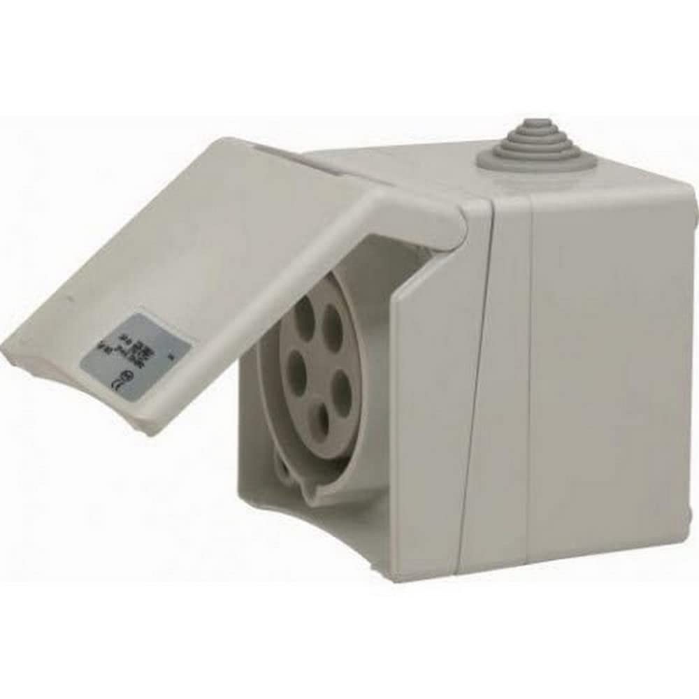 SIROX® CEE Surface-Mounted Socket, 5-pin, 400 V, 6 h Current 16 A, Colour: Light Grey