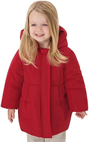 Hooded Winter Dress Coat for Girls with Hidden Front Zipper (5T)