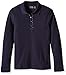 Nautica Girls' Uniform Long Sleeve Polo with Ruffle Placket,Navy,X-Large(6X)