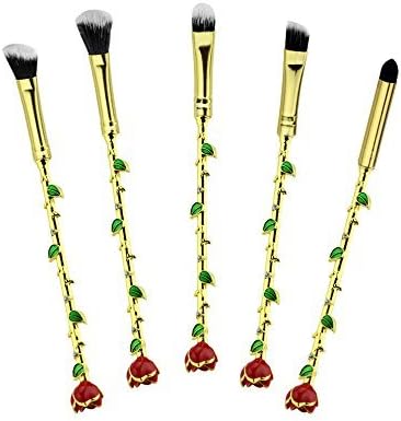 5 x Enchanted Rose Makeup Brushes eyeshadow brush set by Cookie Dough Deco ® - GOLD TIP