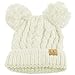 Kids Ages 2-7 Pom Pom Ears Chunky Thick Stretchy Knit Soft Beanie Hat Solid Ivory