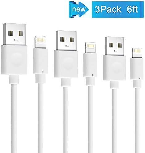 iPhone Charger Alanda 3pcs 6ft High Speed Durable iPhone Charging Cable for iPhone 7 7 Plus SE 6s 6 6 plus 5 5s iPad Air and Mini iPod Touch 5th Compatible with iOS(White)