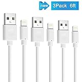 iPhone Charger Alanda 3pcs 6ft High Speed Durable iPhone Charging Cable for iPhone 7 7 Plus SE 6s 6 6 plus 5 5s iPad Air and Mini iPod Touch 5th Compatible with iOS(White)
