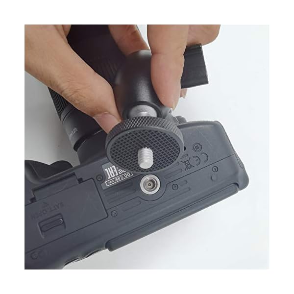 Kamerastativ Kugelkopf Flexibel Verstellbar Stativköpfe, 2 Stück Universal Kamera Stativkopf, mit 1/4" und 3/8" Nuss, für die meisten von DSLR/SLR Kamera Stativ, LCD-Monitor, Blitz Licht Halter usw – Bild 5