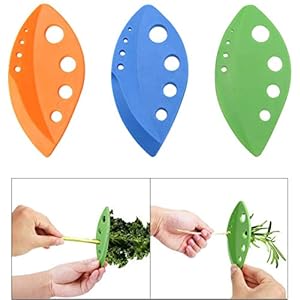Herb Leaf Stripper BPA-Free Plastic Holes Vegetable Leaf Separator Value 3 Pack Stripping Tool for Chard, Collard Greens, Kale, Basil, Leafy Green Rosemary Herb Kitchen Gadgets (Mixed Color, 3)